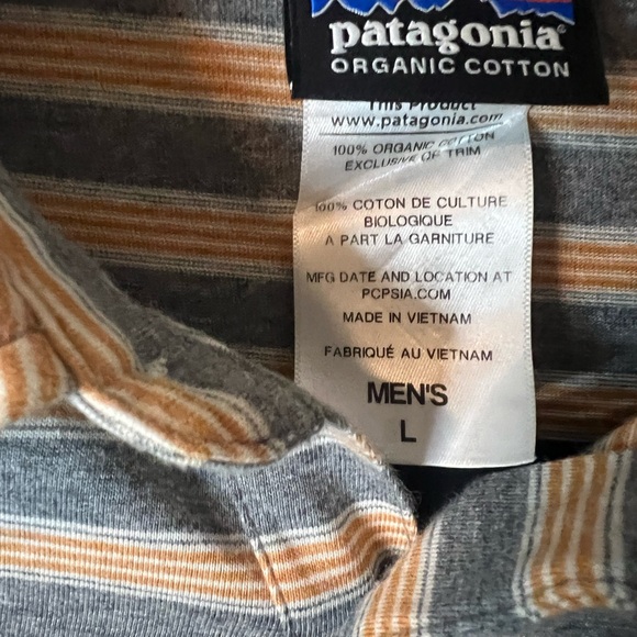 Patagonia organic cotton men’s polo size large striped - Picture 3 of 5